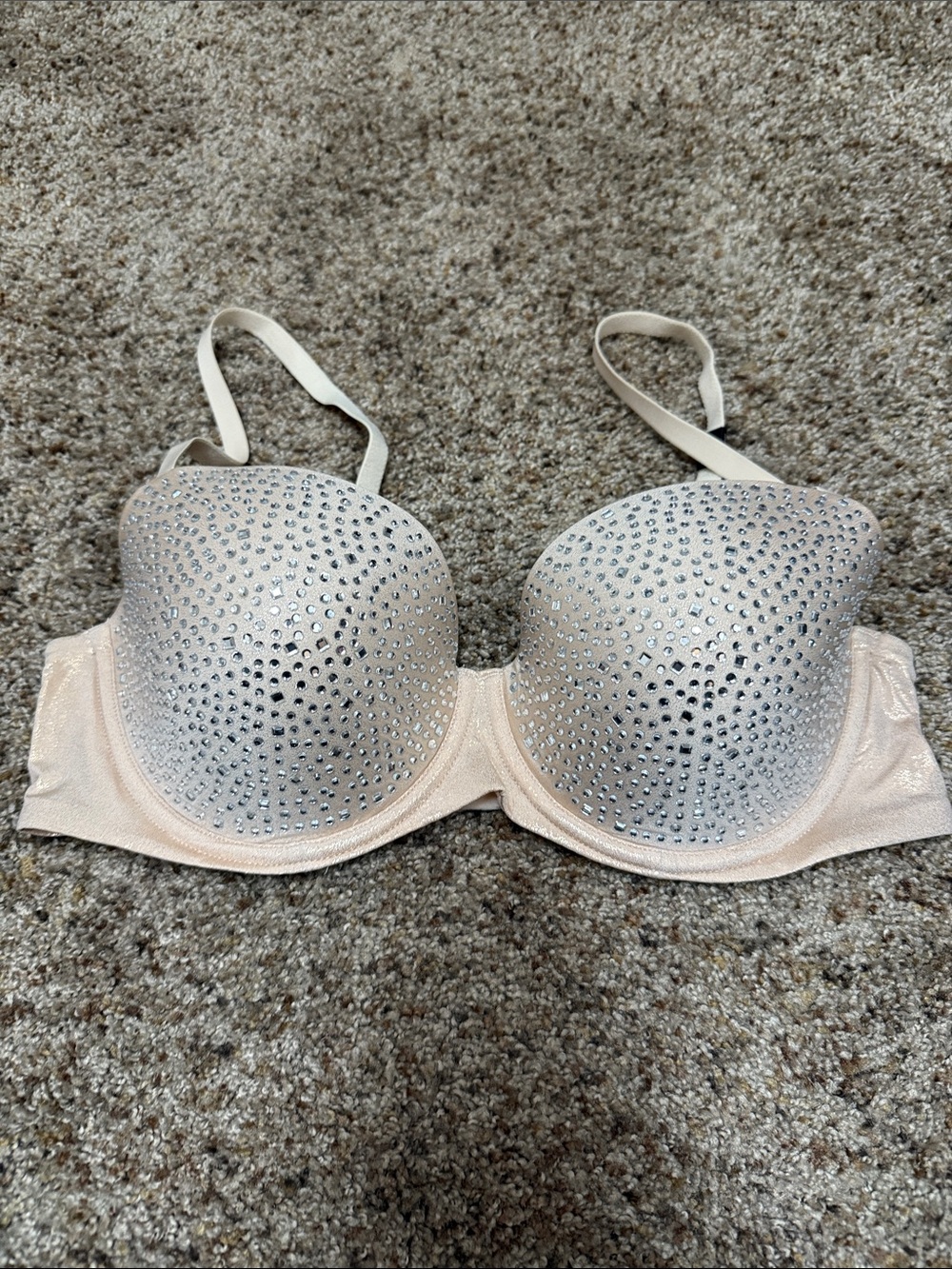 Victoria's Secret Pale Blush Rhinestone-Embellished Push-Up Bra
